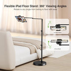 elitehood Adjustable Tablet Floor Stand, Aluminum iPad Stand for Bed - Image 4