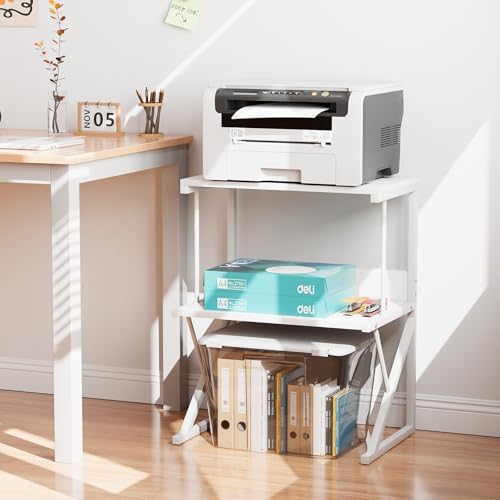 aboxoo Printer Stand for Desk to Save Space, Metal+Wood for Home Office - Image 4
