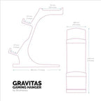 BRAINWAVZ The Gravitas - Headphone Stand & Game Controller Holder for Desk - Universal Design for All Types of Headsets & Gamepads (Black) - Image 3