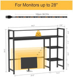 Snughome Desk Shelf with LED Strip, 38.6" Desktop Organizer Shelf, Desk Hutch for Computer Monitor, 4 Tier Desk Display Rack, Wood Desktop Bookshelf Storage Rack for Home Office Dorm - Image 3