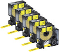 NineLeaf 5 Pack Compatible Labels Tape Replacement for Dymo 18052 1/4 inch Black on Yellow Heat Shrink Tube Labels 6mm x 1.5m for Wires and Cables Use in Rhino 4200 5200 5000 6000 3M Label Maker by NineLeaf