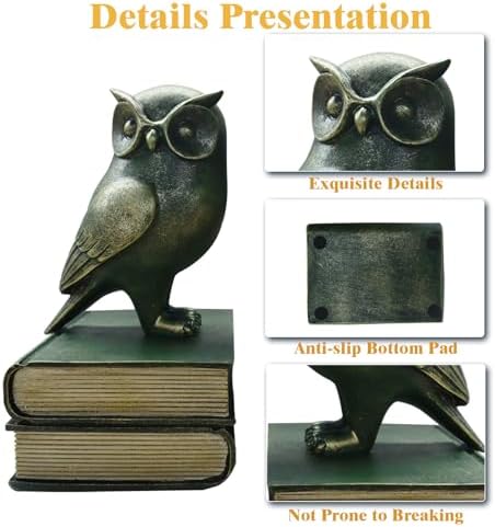 Dosker Owl Decorative Book Ends for Shelves (Retro Bronze) - Image 3