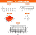 ENJOYWOOD155 PCS Pegboard Organizer Accessories Kit Hooks Assortment - Image 3