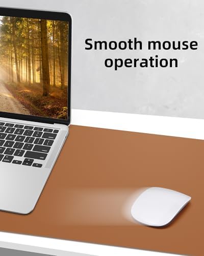 Leather Desk Pad Protector, Mouse Pad, Office Desk Mat, Non-Slip PU Leather Desk Blotter, Large Desk Mat, Waterproof Keyboard Mat for Office/Home/Decor (Light Brown, 55" x 17") - Image 5