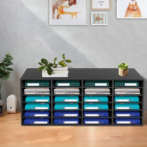 Literature Organizer, Mail Sorter Organizer, Student Mailbox Slot with Removable Shelves, for Desktop Bill Paper, for Classroom Office Home School (24 Compartments, Black) - Image 3