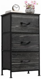 WLIVE Small Dresser Nightstand for Bedroom, 3 Drawers, Black Wood Grain by WLIVE