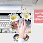 Mouse Pad,Large Desk Mat Set, 4in1 XL Mousepad + Keyboard Wrist Rest+Mouse Wrist Rest+Coaster with Ergonomic Desk Pad for Home Office Table Computer Cover -Ladybug on Daisy Flower - Image 4