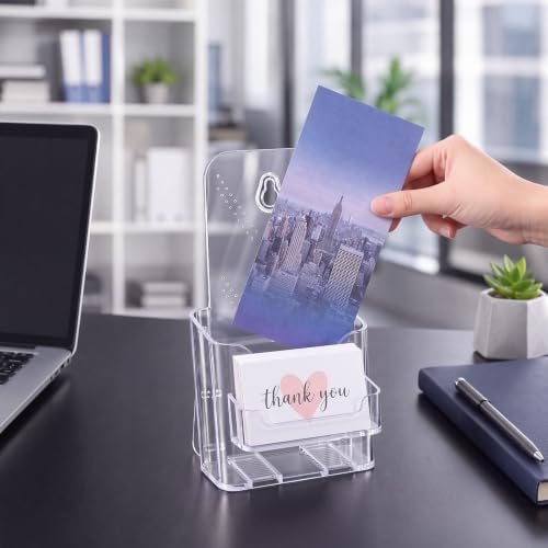 8 Sets Acrylic Brochure Holder with Business Card Wall Mount - Image 5