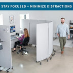 VIVO Freestanding 72 x 66 inch Privacy Panel, Mobile Cubicle Divider, x3 24 inch Wall Partitions, Gray, PP-3-T072G-M - Image 5