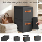Homsorout Storage Bins with Lids - Fabric Storage Baskets for Shelves, 8 Pack Foldable Decorative Boxes with Handles, Stackable Organizer Bins for Home, Nursery, Dorm, Black - Image 5