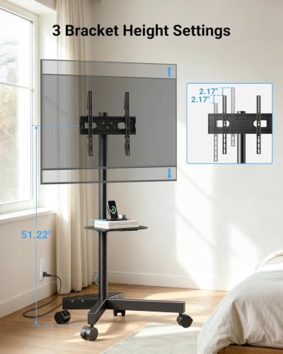 PERLESMITH Rolling TV Stand with Power Outlet for 23–60 Inch TVs - Image 5