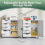 MIIIKO 5 Drawer Storage Cabinet with Door and Shelf, Mobile Lateral Cabinet on Wheels, Office Small Organizer Printer Stand, White File Cabinets - Image 7