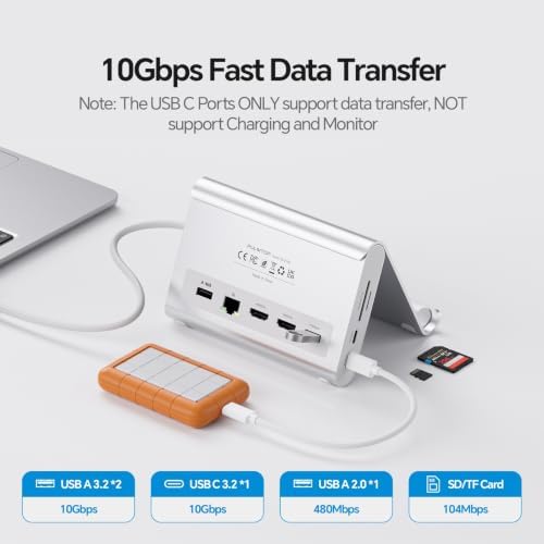 11-in-2 USB C Docking Station Dual Monitor 4K@60Hz for for M5/M4/M3 Pro/Max - Image 6