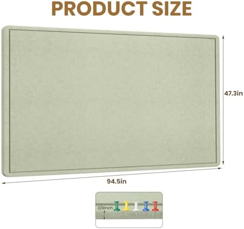 Extra Large Bulletin Board 96" x 48", Felt Pin Board, Sage Green - Image 3
