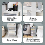IRIS USA 3-Drawer Slim Narrow Storage Organizer, 2-Pack, White/Clear - Image 3