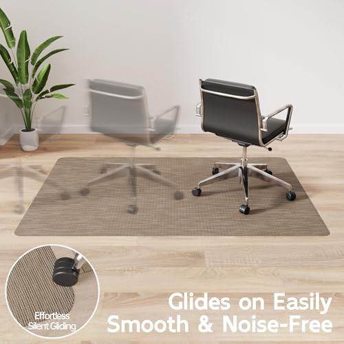 Office Chair Mat for Hardwood Floor, 48" x 36" Desk Computer Chair Mats for Hard Wood, Anti-Slip Easy Glide Rolling Floor Protector Mat, Dark Brown - Image 6