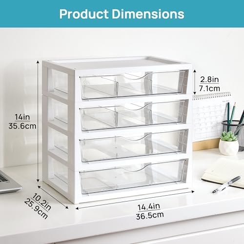Vtopmart Clear Desktop Organizer, 4-Tier Drawer Storage with Dividers - Image 2