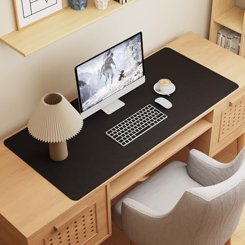 Chihein 51” x 24” Cork & PU Leather Desk Mat (Black) - Large Mouse Pad, Double Sided Waterproof Desk Pad Protector for Gaming, Office, Home - Image 6
