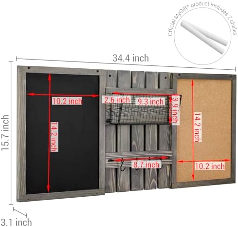 MyGift 3 Panel Gray Solid Wood Bulletin Board Set Chalkboard Cork Board - Image 5
