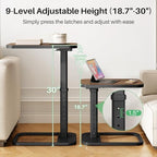 Kitstorack Upgraded TV Tray Table with Panel Lock, 90° Flip-Over Design & Adjustable Height, Sofa Arm Side Table for Eating, Laptop, Couch, Bed, or Small Spaces, Espresso - Image 2