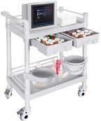 Medical Mobile Trolley Cart 2-Shelf 220 LBS Max Load Rolling Utility Cart by Enocreay