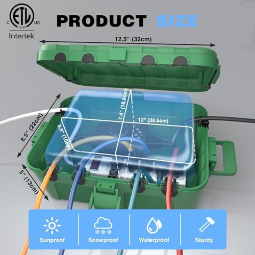 Flemoon Large Outdoor Electrical Box, IP54 Waterproof Extension Cord Cover - Image 3