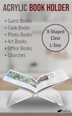 Acrylic Book Stand X-Shaped Clear Collapsible Cookbook Holder Large - Image 6