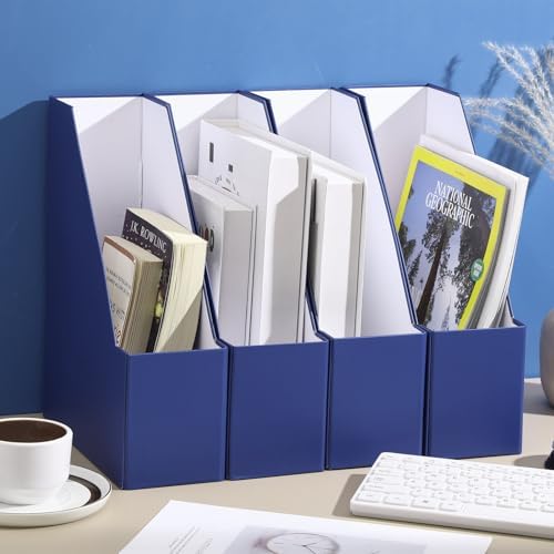Feifeiya Magazine Holder Set of 6 Cardboard File Holder Desk, Navy Blue - Image 5