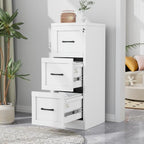 3-Drawer Metal File Cabinet with Lock, Tall Narrow Vertical, White by Unknown