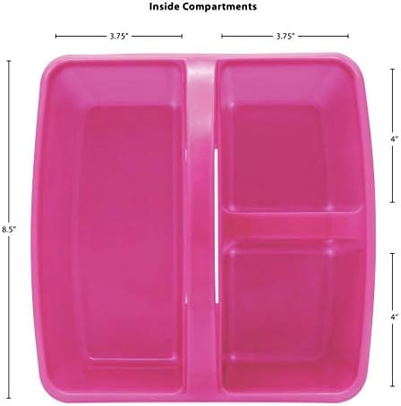 Teacher Created Resources Pink Portable Plastic Storage Caddy 6-Pack for Classrooms, Kids Room, and Office Organization, 3 Compartment - Image 4