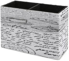 PU Leather Multi-Compartment Pen Holder Desktop Organizer Pencil Cup Storage Caddy for Office Home Supplies Hand Drawn Vintage Paris Eiffel Tower - Image 7