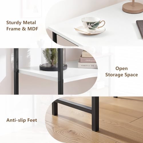 VECELO Small Corner Desk, Triangle Computer Desk with Storage Shelves for Small Spaces, 33 x 30 inches Corner Makeup Table for Home Office Bedroom, White - Image 5