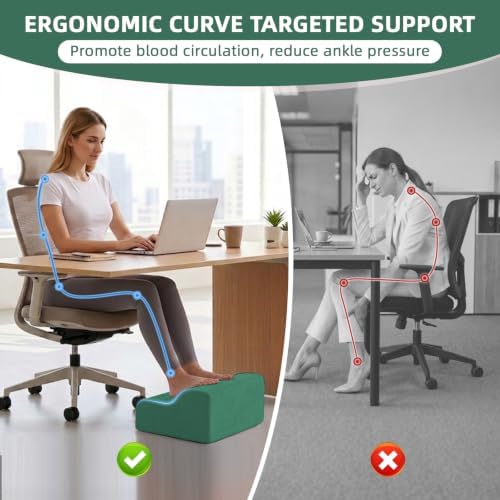 Foot Rest for Under Desk at Work,2-Tier Footrest with Handle Green - Image 4