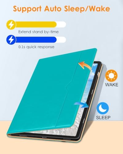 DTTO Leather Case for Galaxy Tab S10 Lite / S10 FE / S9 FE, Cyan Blue - Image 4