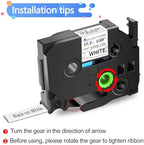6 Pack HSe241 HS-241 17.7mm 3/4" Black on White Heat Shrink Tube Label Tape - Image 2