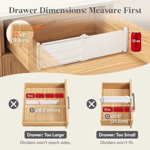 Lifewit 5" Tall Drawer Dividers, Adjustable Deep Drawer Organizer Clothes - Image 3