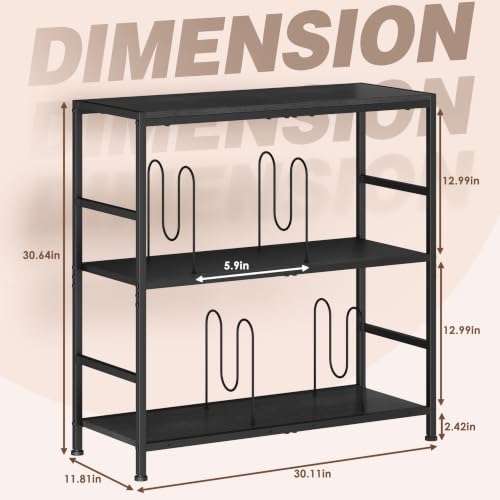 Sonyabecca 3-Tier Record Player Stand with Adjustable Vinyl Storage, Black - Image 2