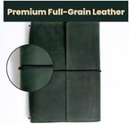 Leather A5 Notebook Cover – Refillable Journal Cover with Pen Holder & Card Slots, Handmade Leather Notebook Case, Fits A5 Notebooks (Paper Not Included), Green - Image 4