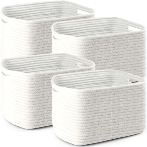 4 Pack Storage Baskets for Organizing, 11''Lx9''Wx8''H Woven Baskets for Storage Toys, Towels, Books, and Clothes, Cotton Rope Basket for Shelves with Handle by Unknown
