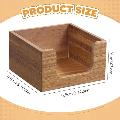 2pcs Acacia Wood Sticky Note Holder for Desk, Rustic Business Card Box Dispenser - Image 7