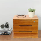 Wooden Desk Organizer with Drawers and Lock, Desktop Storage Cabinet,Drawer Organizer Desktop Drawer Wooden Storage Box for Home office Supplies (Wood, 3Tier) - Image 6