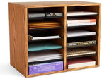 Safco 9420MO Adjustable Literature & Paper Organizer, 12 Compartment Mailbox Cubby, Great for Home, Office, Classroom Organization, Medium Oak Wood , Durable Construction, Removable Shelves by SafcoProducts