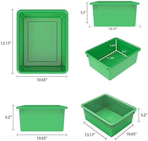 Storex Letter Size Deep Storage Tray – Organizer Bin for Classroom, Office and Home, Green, 5-Pack (62527U05C) , 10 x 13 x 5 Inches - Image 6
