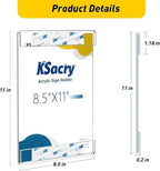10 Pcs Acrylic Sign Holder 8.5 x 11, Vertical Wall Mount Sign Holders - Image 2