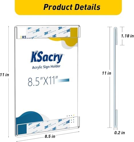 20 Pcs Acrylic Sign Holder 8.5 x 11, Vertical Wall Mount Sign Holders - Image 2