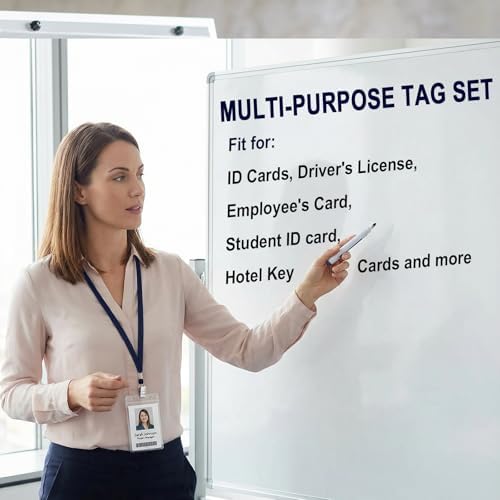 Marspark 4"x3" Name Badge Holder with Lanyard Bulk, Dark Blue, 200 Sets - Image 7