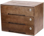 Wooden Desktop Storage Cabinet with 3 Lockable Drawers, Office Desk File Organizer, Small Wooden Drawer Storage Box for Home Office Supplies, Sewing Kits,Vanity, Walnut Color by KONGKUNI
