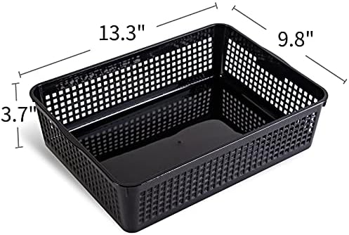 Eslite A4 Size Plastic Storage Basket,Desktop File Paper Letter Organizer Tray, 6-Packs (White+Black) - Image 2