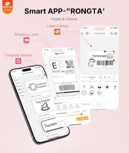 Rongta 4x6 Bluetooth Thermal Label Printer, Wireless Shipping Label Printers for Shipping Packages Small Business Office or Home, Compatible with iPhone Android iPad macOS Windows, Pink - Image 5