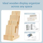 2 Pack Pine Wood Brochure Holder 4×6 Inch Literature Holder 4-Tier Countertop Trifold Flyer Display Stand Pamphlet Booklet Menu Postcard Greeting Card Organizer - Image 4